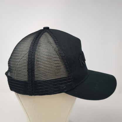 Knoss Performance Trucker Hat Black One Size Snapback 3D Puff Embroidery Mesh