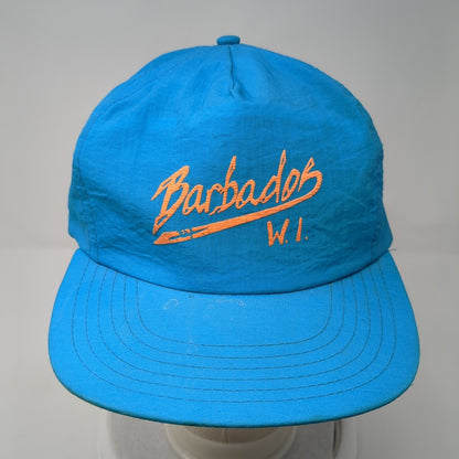 Barbados WI Snapback Hat Blue One Size Adjustable Lightweight Triangle Headwear