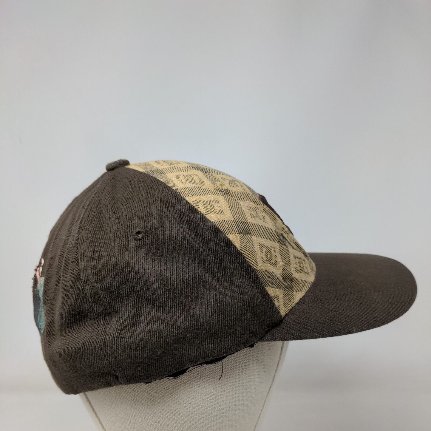DC Shoes Fitted Hat Brown S-M Flexfit Embroidered Logo Colorblock 6 Panel