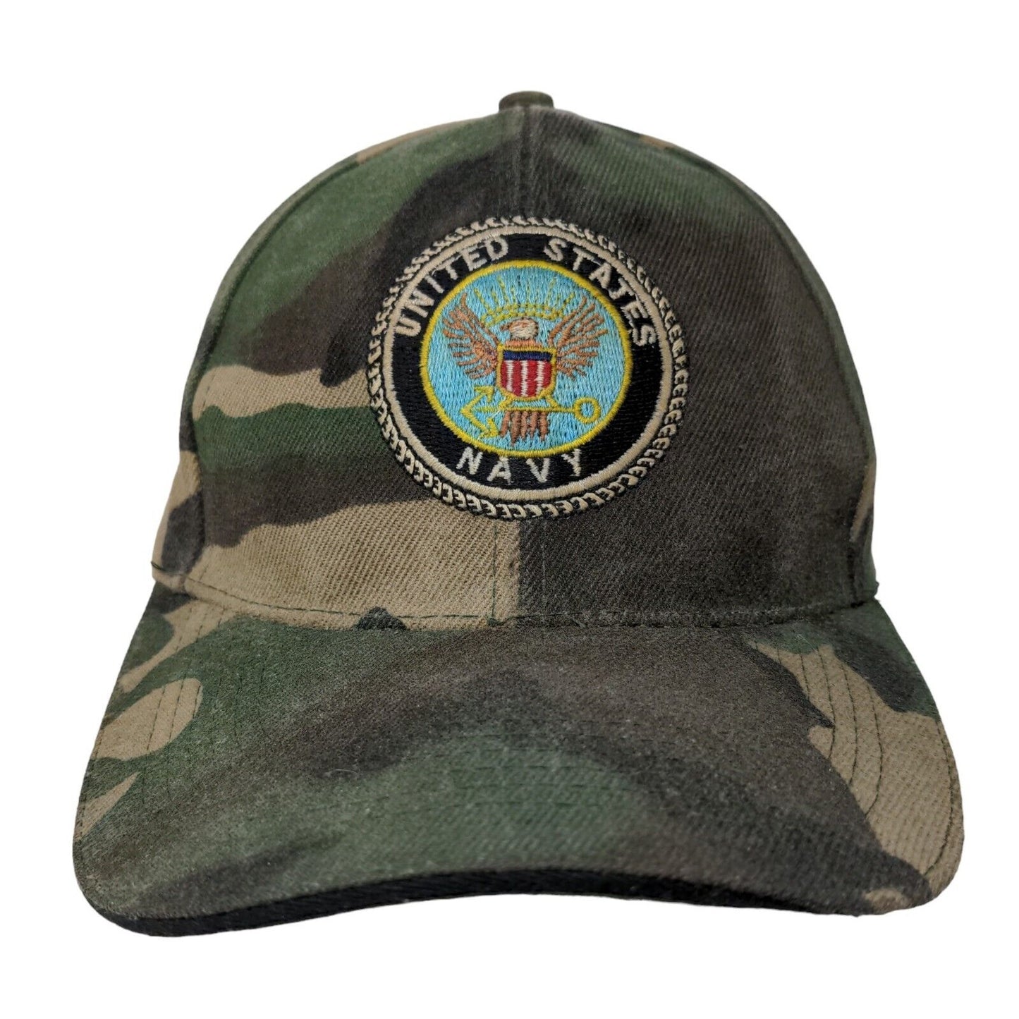 United States Navy Men's Camo Hat Adjustable Embroidered Medallion Logo
