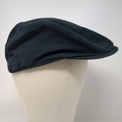 London Fog Newsboy Cap Blue XL 100% Cotton Elastic Back Twill Casual Solid Hat