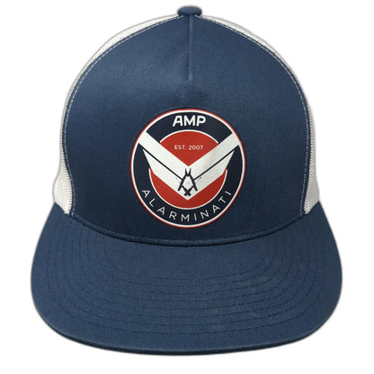 Yupoong Trucker Hat Blue One Size Mesh Snapback Alarminati AMP Graphic Patch