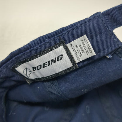 Boeing Baseball Cap Blue White One Size Slideback Embroidered Logo Strap Hat