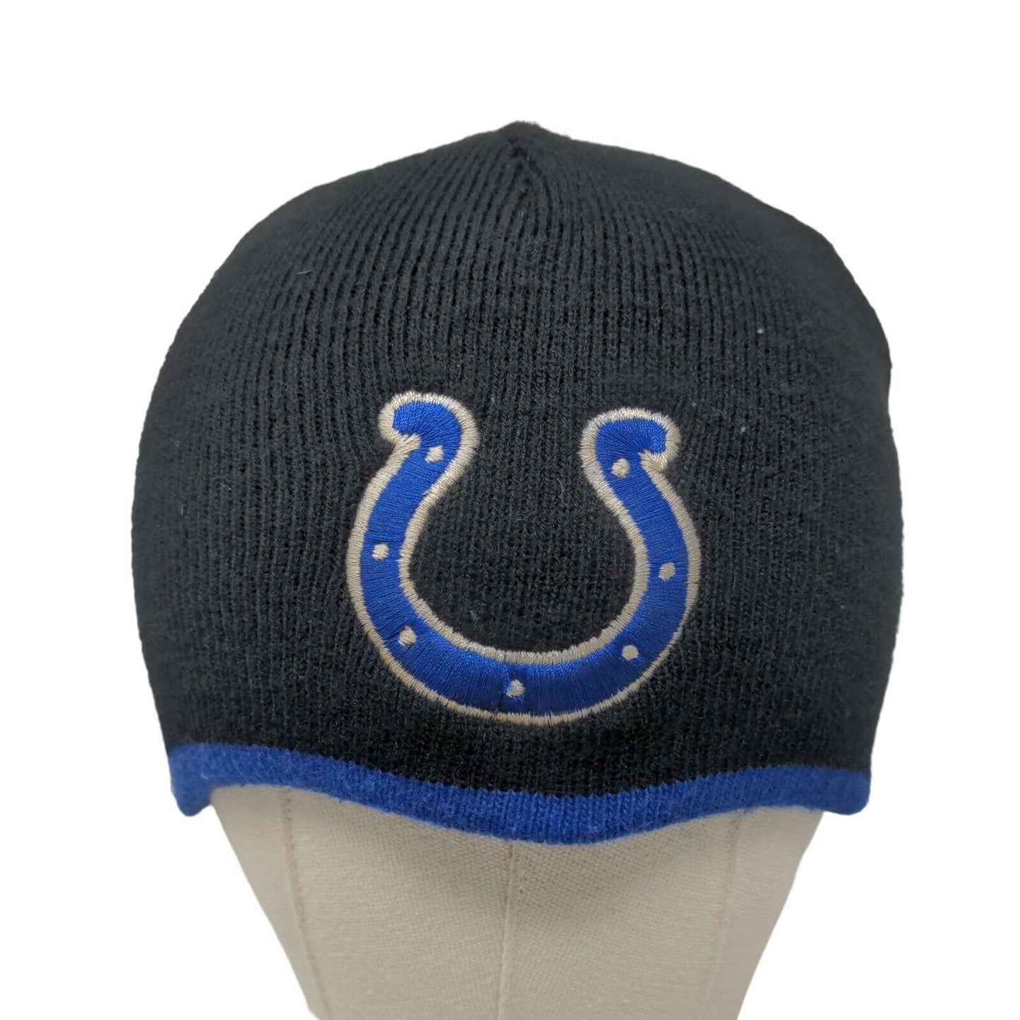 NFL Indianapolis Colts Men's Knit Beanie Hat Black Blue Embroidered Logo