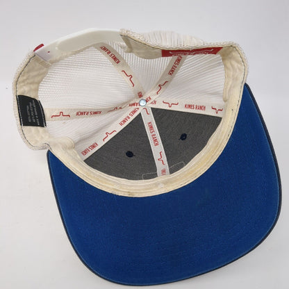 Kimes Ranch Snapback Mesh Back Trucker Hat Blue One Size Leather Patch