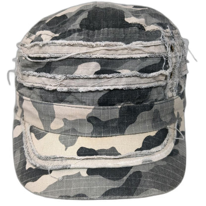 D&Y Army Cap Gray Camo One Size Cotton Military Style Elastic Hat Eyelets Metal