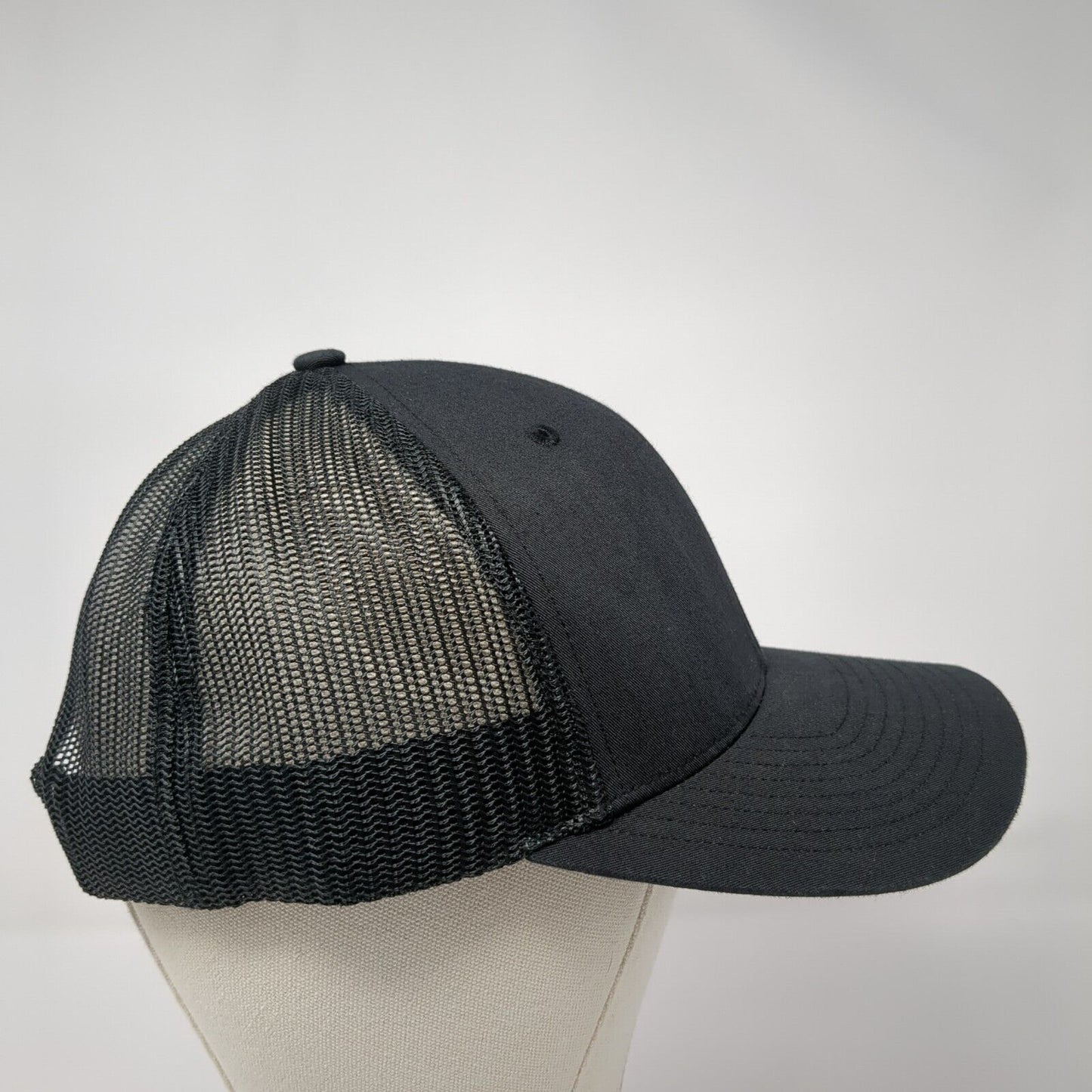 Richardson Snapback Trucker Hat Black OS Adjustable Mesh Back 6 Panel Blank