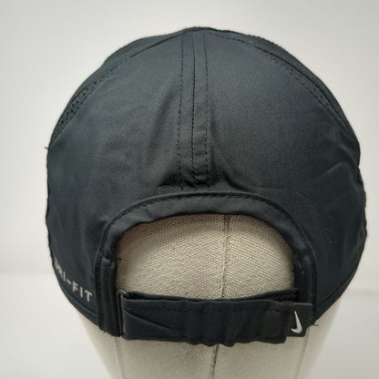 Nike Baseball Cap Black One Size Dri-Fit Featherlight Mesh Strapback Swoosh Hat