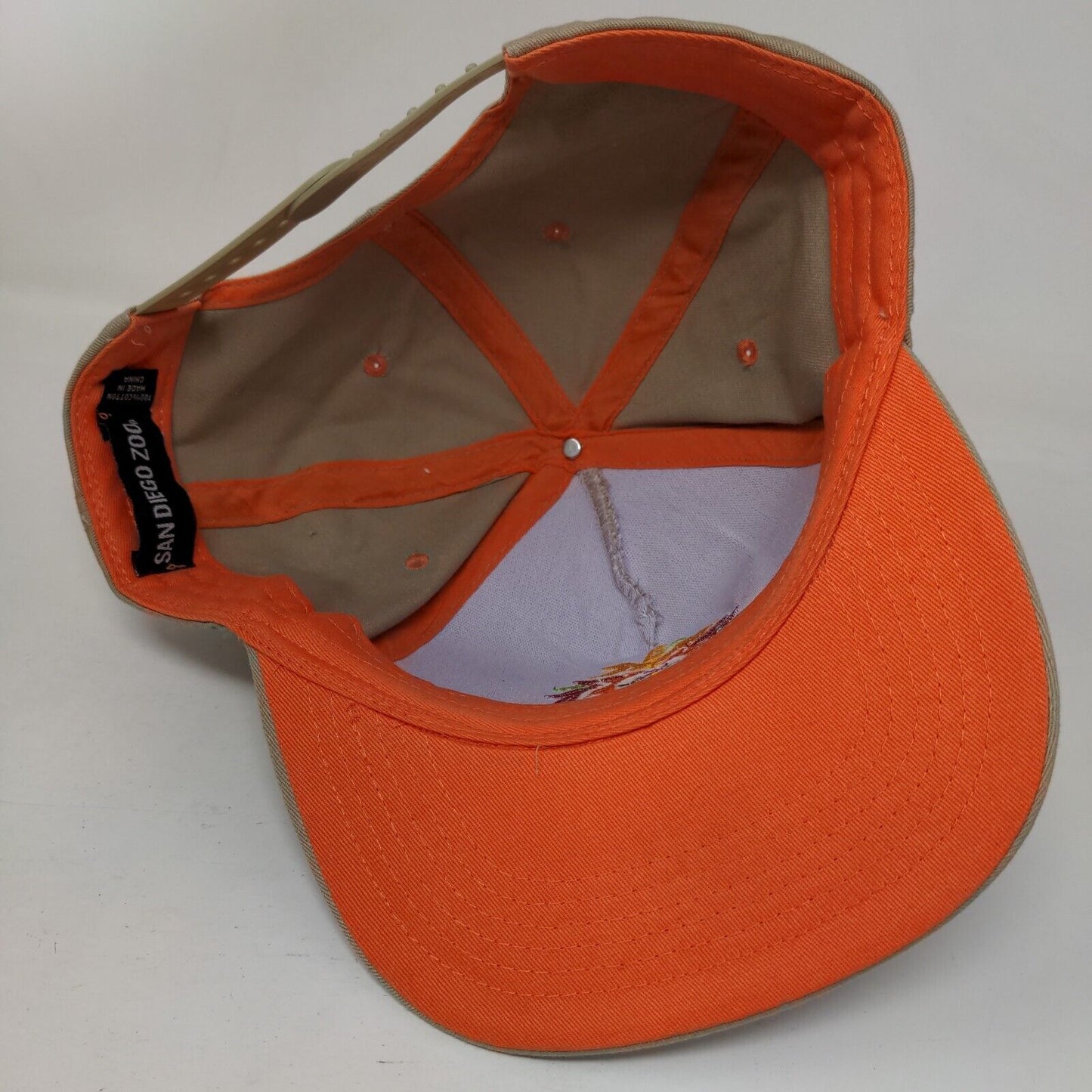 San Diego Zoo Colorful Lion Snapback Hat Tan One Size Embroidered