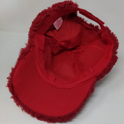 Bear Ears Strapback Hat Red One Size Adjustable Sherpa Celebrate Valentines Day