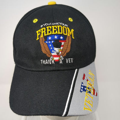 Black One Size Baseball Cap Freedom Thank A Vet Eagle Veteran Patriotic Hat