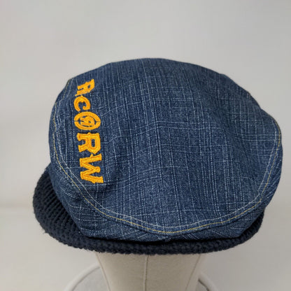 RCRW Denim Cabbie Flat Cap Blue Size OS Embroidered Logo 100% Cotton
