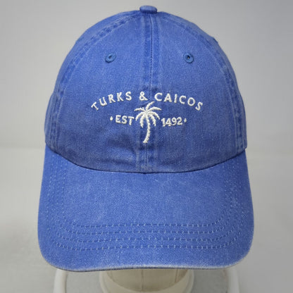 Kate Lord Baseball Cap Blue OSFM Turks & Caicos Palm Tree Slideback Cotton Hat