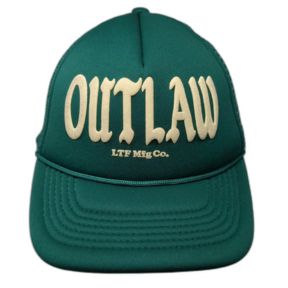 LTF Outlaw Mfg Co Trucker Hat Green One Size Mesh Snapback Rope