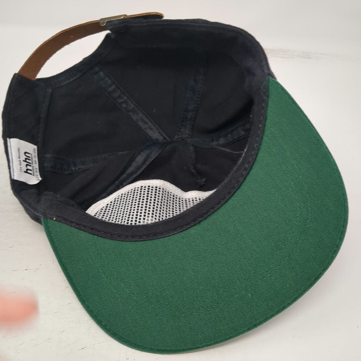 hhn 5 Panel Blue Green One Size Slideback Labbeemint Leaf Logo USA Made Hat
