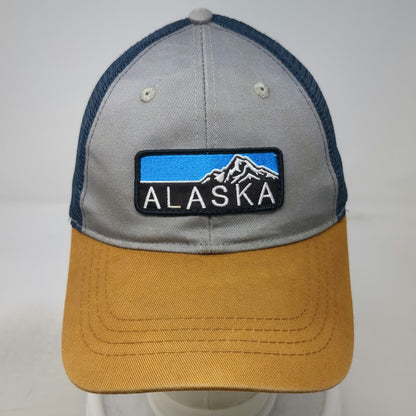 Ace USA Trucker Hat Gray Blue Gold One Size Alaska Mountain Patch Snapback