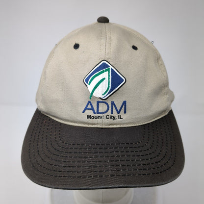 ADM Mound City IL Snapback Hat Tan One Size Adjustable Vented Holes OC