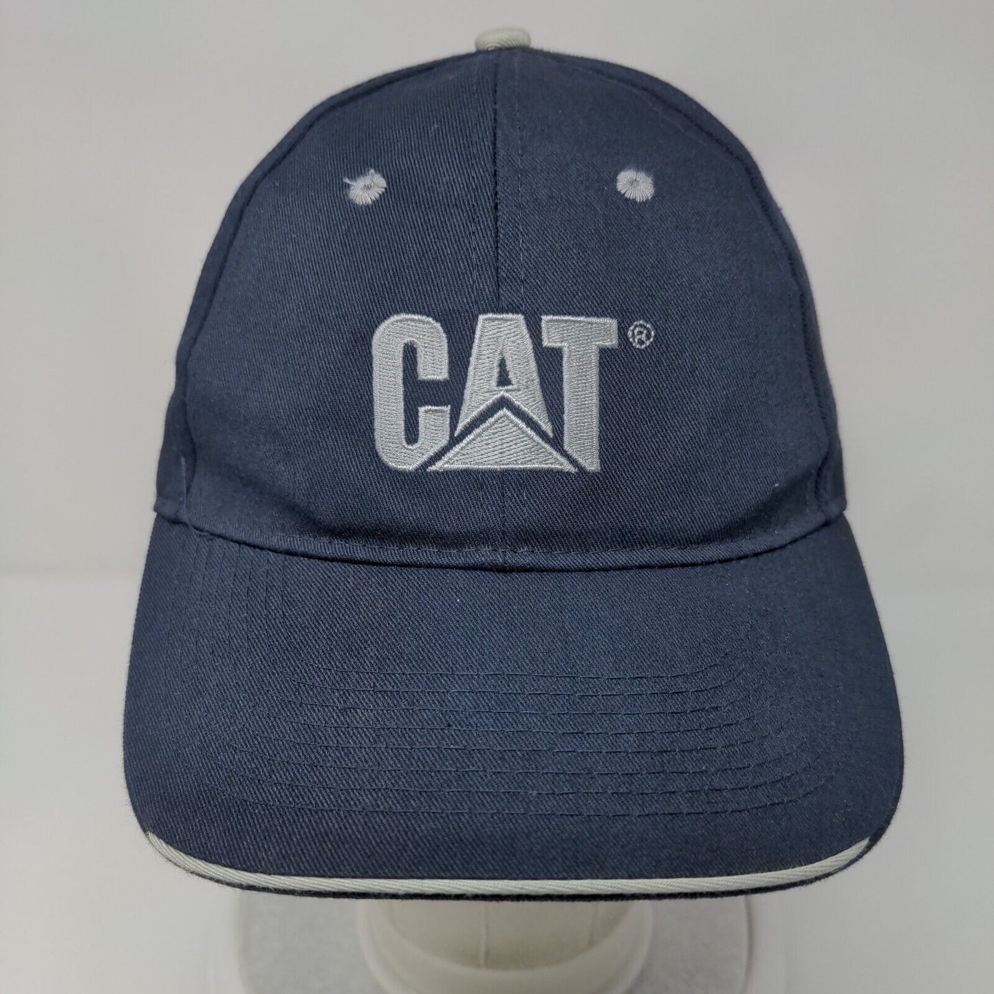 CAT Strapback Hat Blue One Size Adjustable Embroidered Logo 6 Panel
