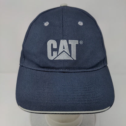 CAT Strapback Hat Blue One Size Adjustable Embroidered Logo 6 Panel