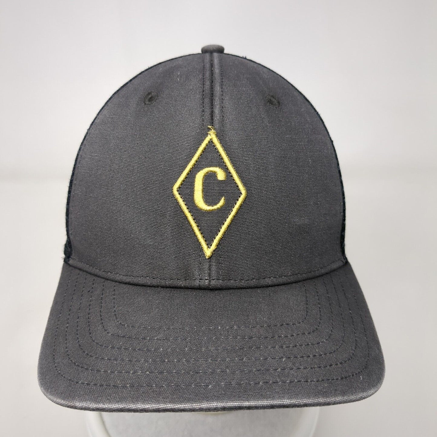 Diamond C Snapback Trucker Hat Gray One Size Adjustable Mesh Back Cotton