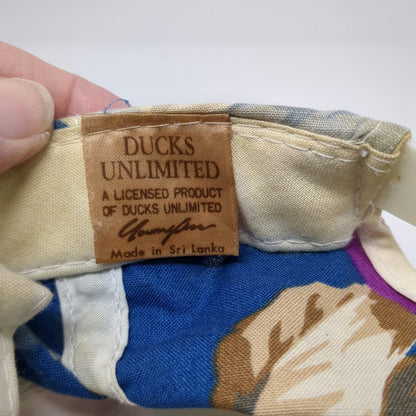 Ducks Unlimited Trucker Hat Blue Floral Print Snapback One Size Embroidered