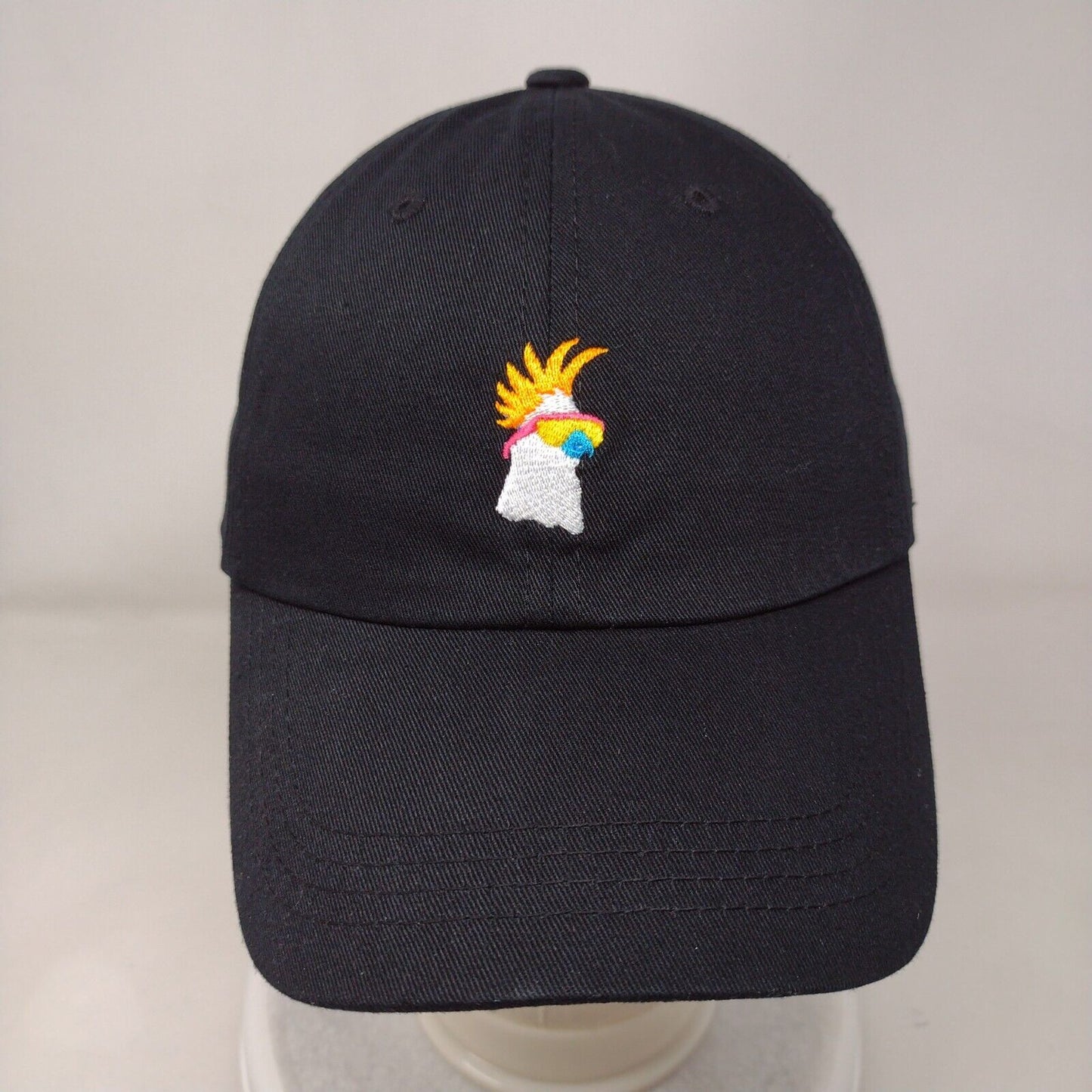 Chubbies Slideback Hat Black Embroidered Cockatoo Bird Logo 100% Cotton