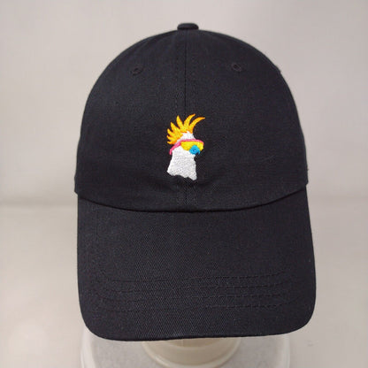 Chubbies Slideback Hat Black Embroidered Cockatoo Bird Logo 100% Cotton