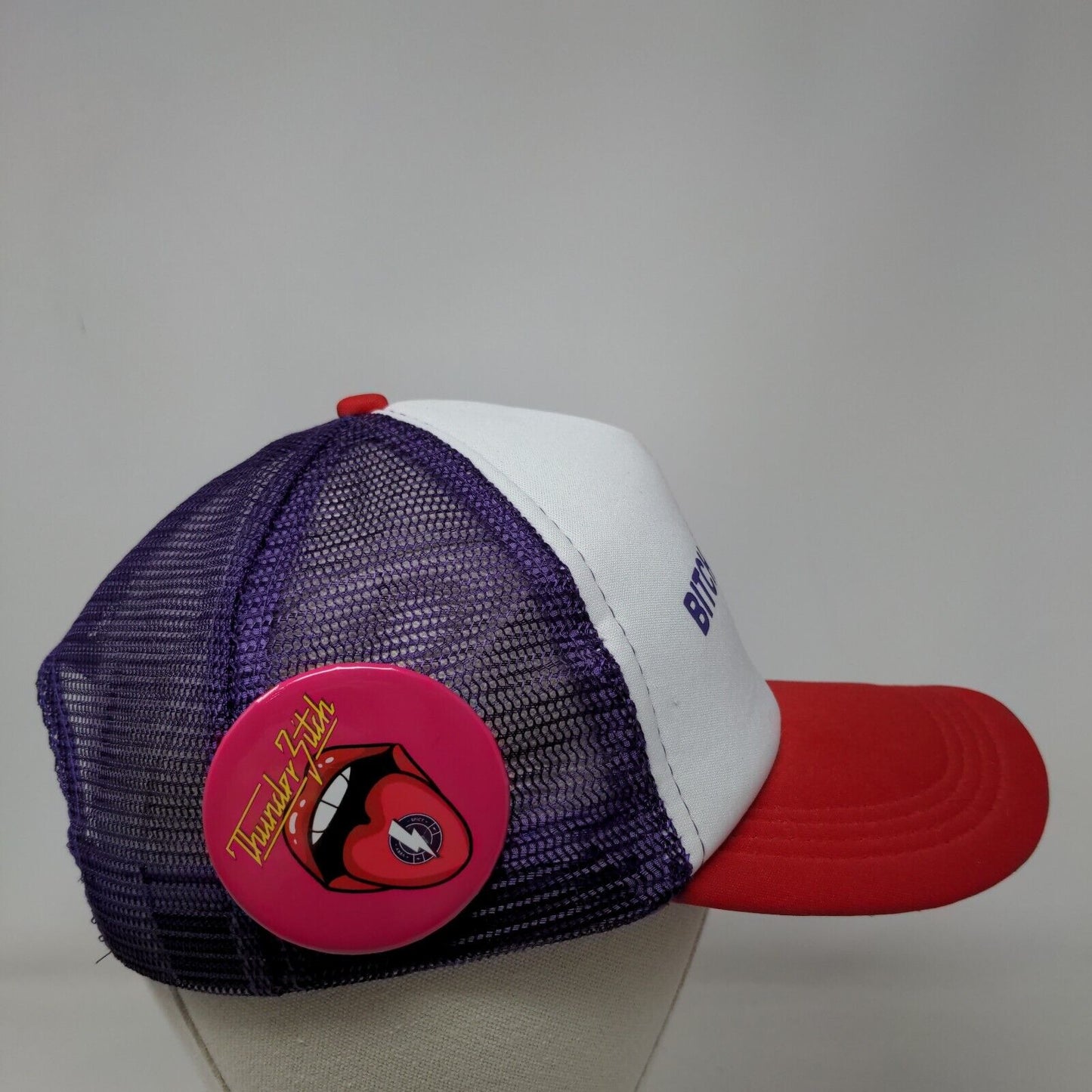 B*tch Please Snapback Mesh Back Trucker Hat Multi One Size Pin Colorblock