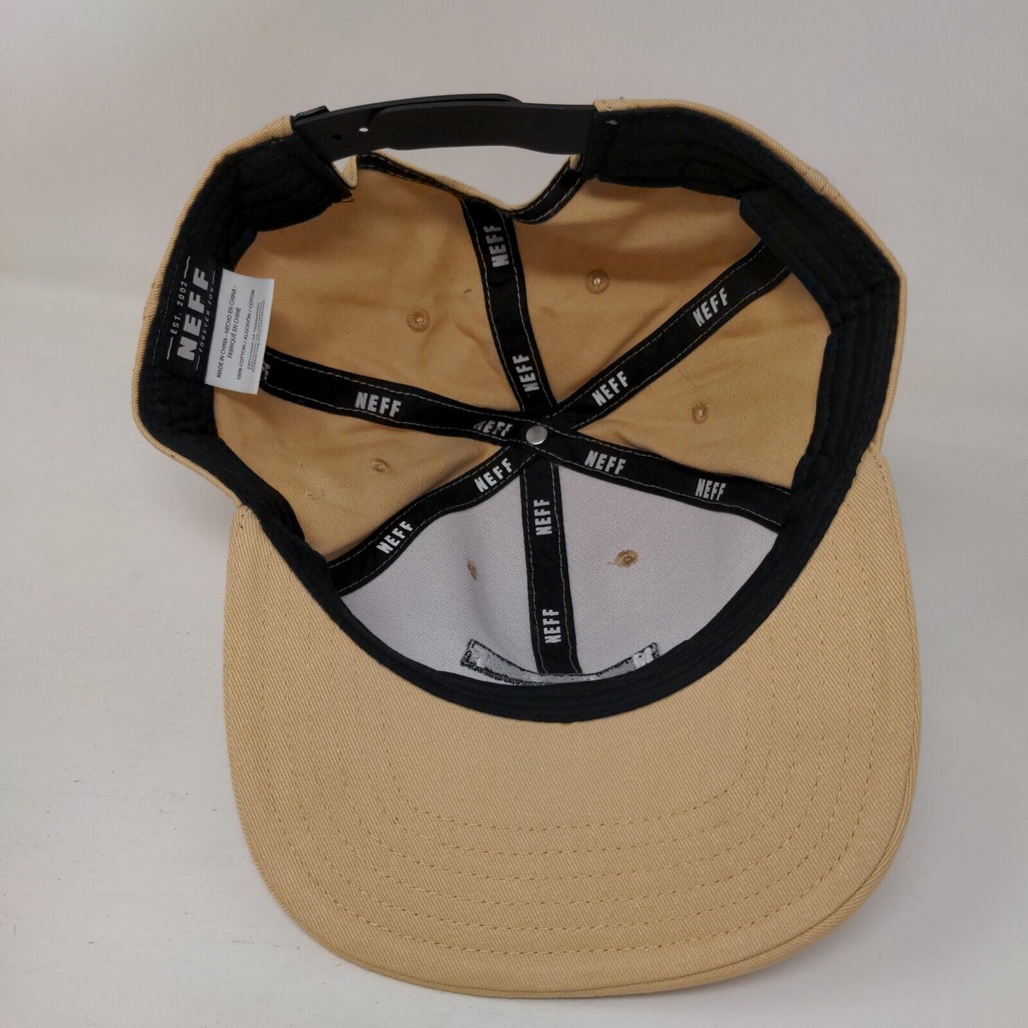 NEFF Snapback Hat Tan One Size Adjustable Embroidered Solid 6 Panel