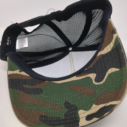 RVCA Trucker Hat Green One Size Camo Hawaii RVCALOHA Mesh Snapback Structured