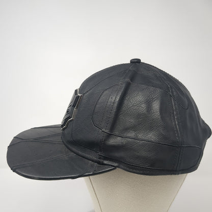 Marvel Black Panther Snapback Hat Black One Size Adjustable Faux Leather 6 Panel