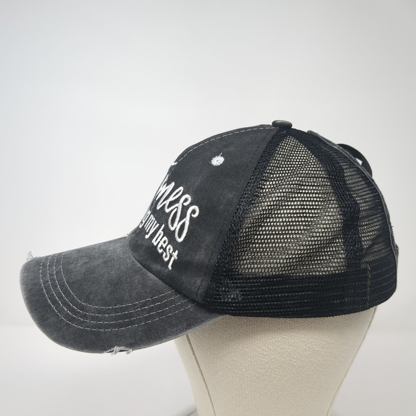 Hot Mess Just Doing My Best Strapback Trucker Hat Gray One Size Ponytail