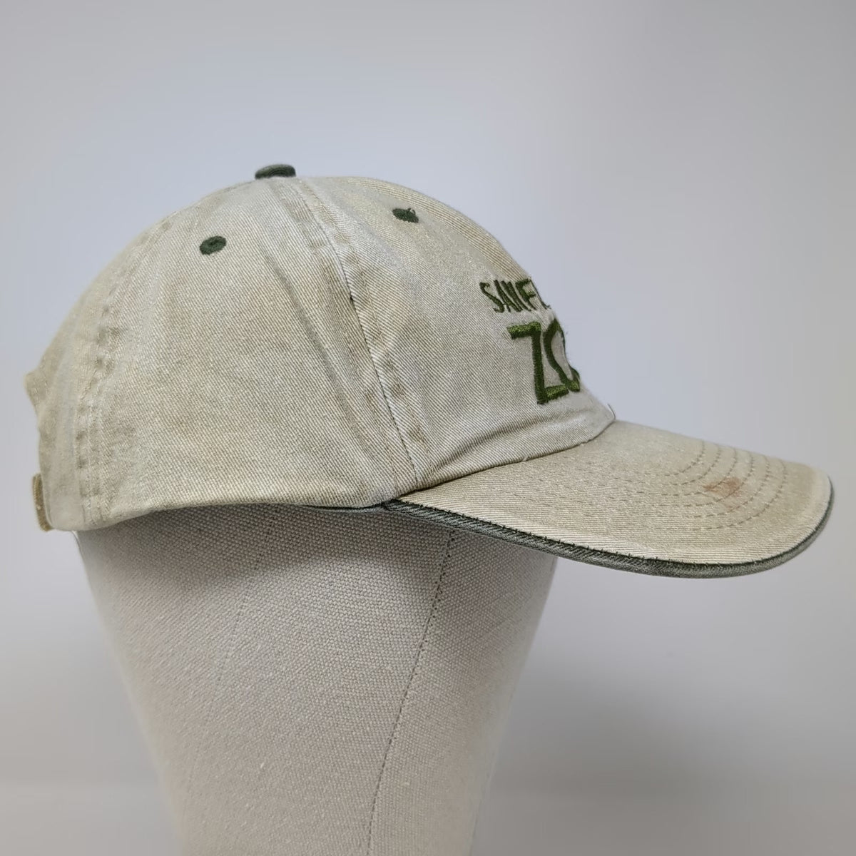 J Hats San Francisco Zoo Baseball Cap Beige Green One Size Strapback Cotton Hat