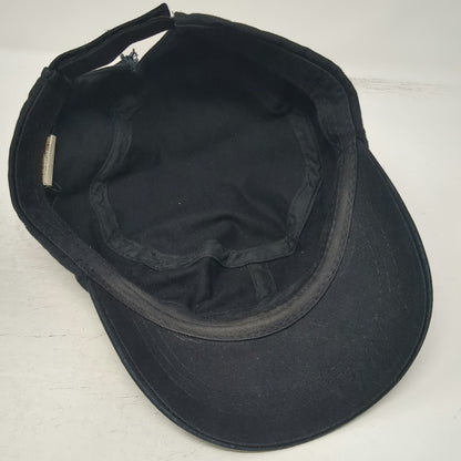Black Army Cap One Size Adjustable Strapback Hat 100% Cotton Plain Cadet Cap