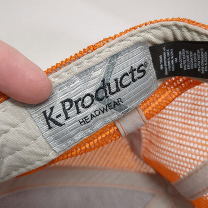 K-Products Kubota Baseball Cap Gray Orange One Size Mesh Back Idaho Tractor Hat