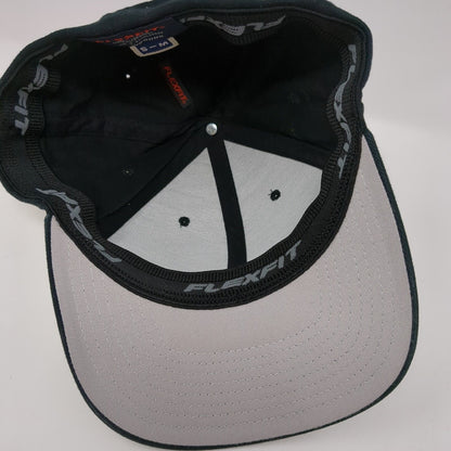 Otis Fitted Hat Black S-M Embroidered Solid 6 Panel Flexfit Yupoong
