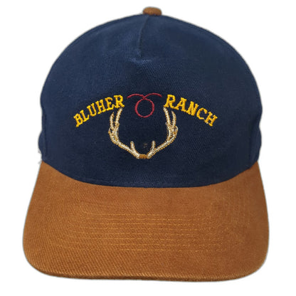 Otto 5 Panel Blue Hat One Size Cotton Twill Ranch Antlers Slideback Buckle Logo