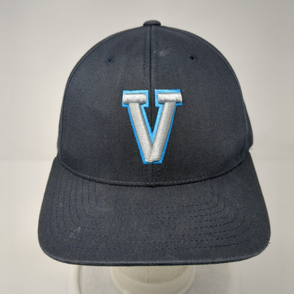 Letter V Strapback Hat Blue One Size Adjustable Solid Pacific Headwear