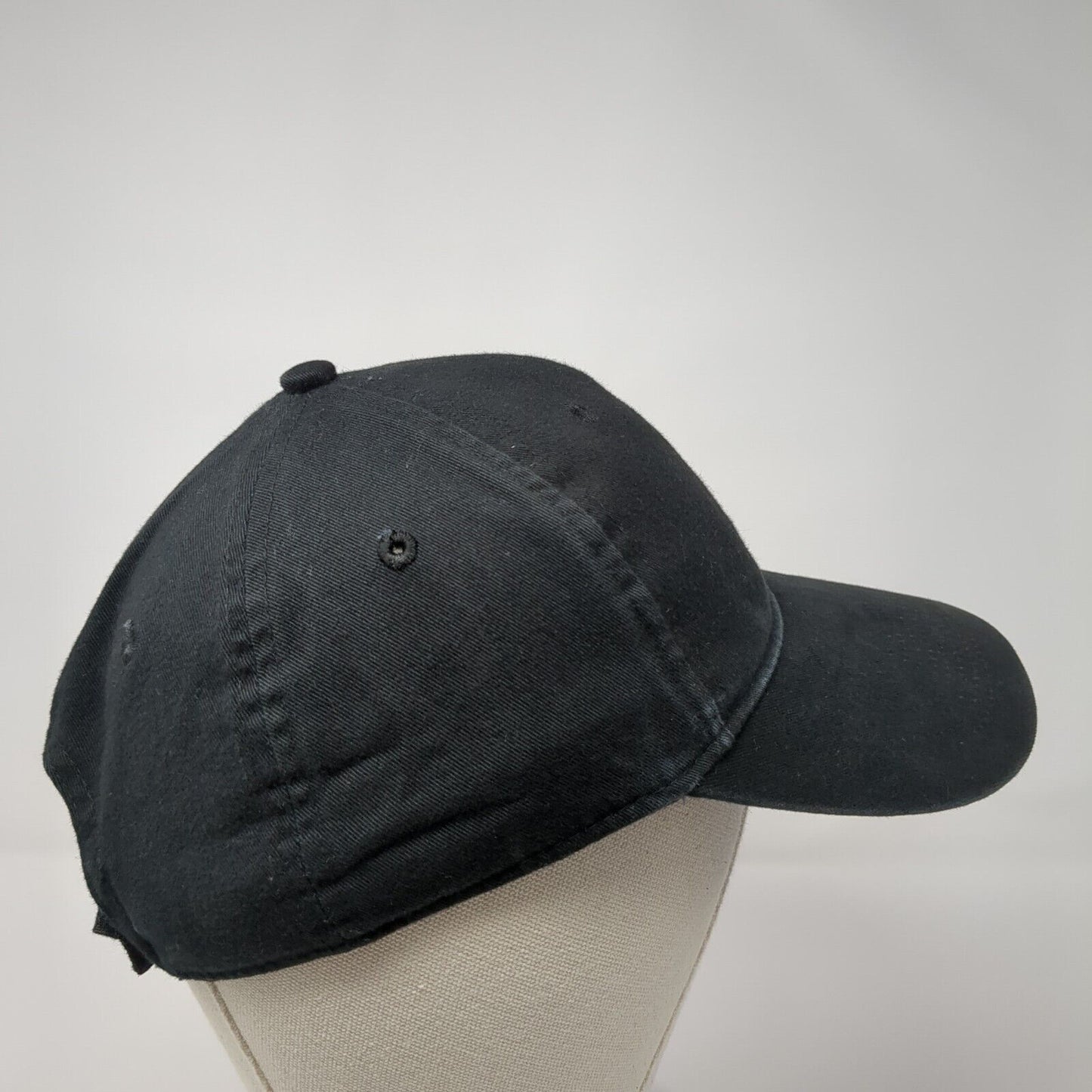 Unbranded Strapback Hat Black One Size Adjustable Vented Holes 6 Panel Blank