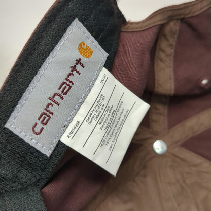 Carhartt Baseball Cap Brown One Size Hat Leather Patch Logo Strapback Canvas