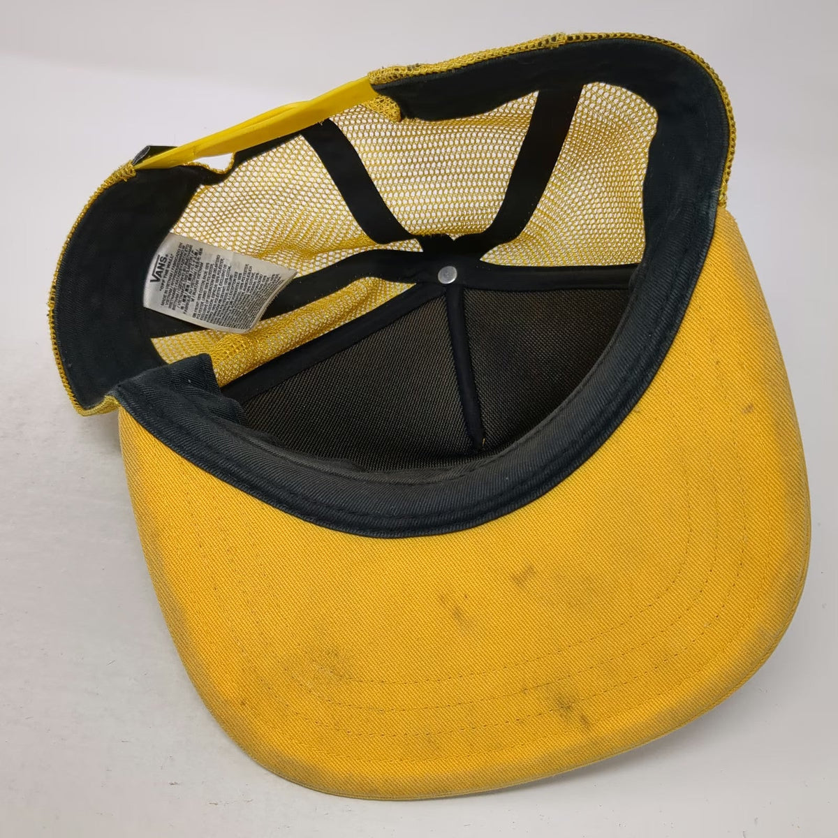Vans Trucker Hat Yellow One Size Mesh Back Snapback Skateboard Logo Patch Hat