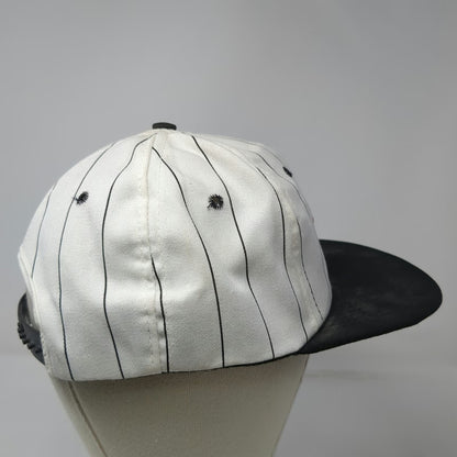 Planet Hollywood Maui Hawaii White Black Pinstripe Snapback Hat One Size Vintage