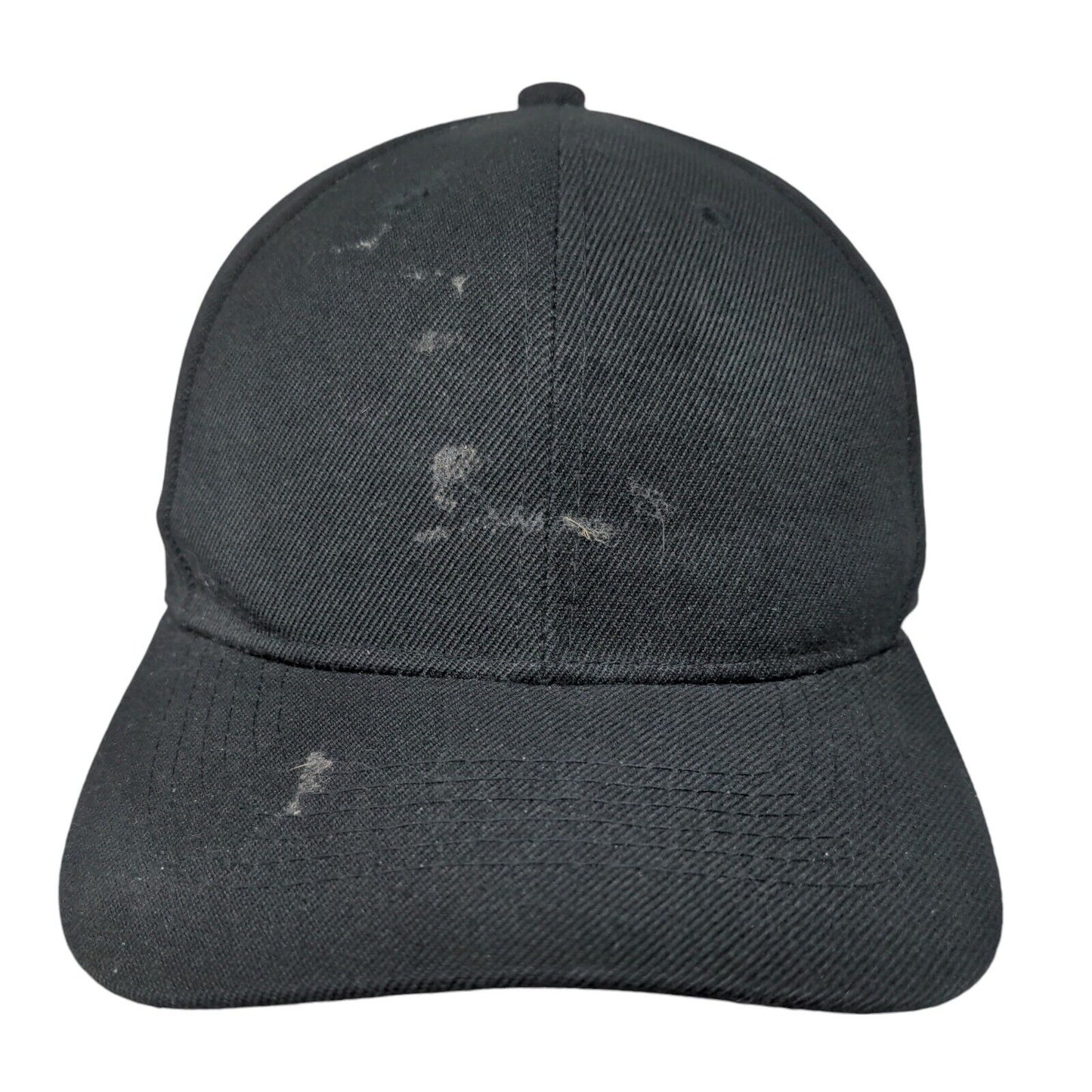 Unbranded Strapback Hat Black One Size 6 Panel Vent Holes Blank Solid