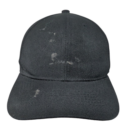 Unbranded Strapback Hat Black One Size 6 Panel Vent Holes Blank Solid