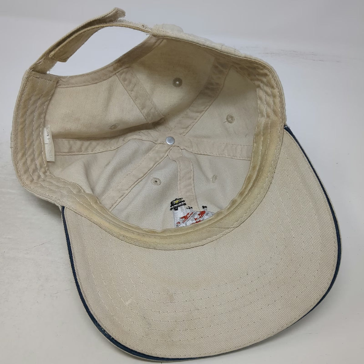 Beige Baseball Cap One Size Cape Cod Lighthouse Embroidered Strapback Cotton Hat