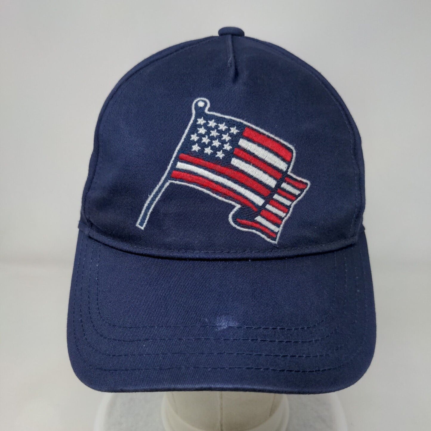 American Flag Snapback Hat Blue Large Embroidered Adjustable Gymboree