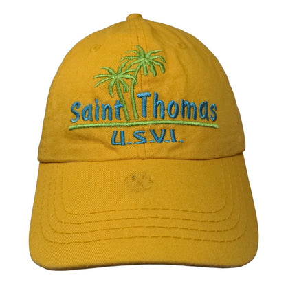 Saint Thomas U.S.V.I. Slideback Hat Yellow One Size Embroidered Palm Tree