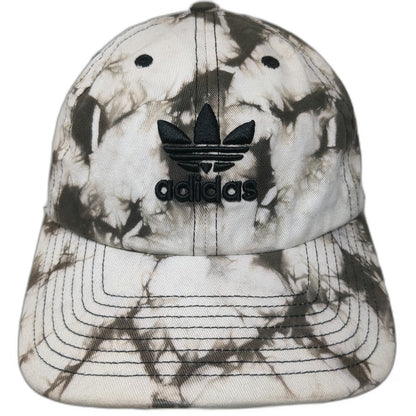 Adidas Baseball Cap Black White One Size Tie Dye Trefoil Logo Strap Buckle Hat