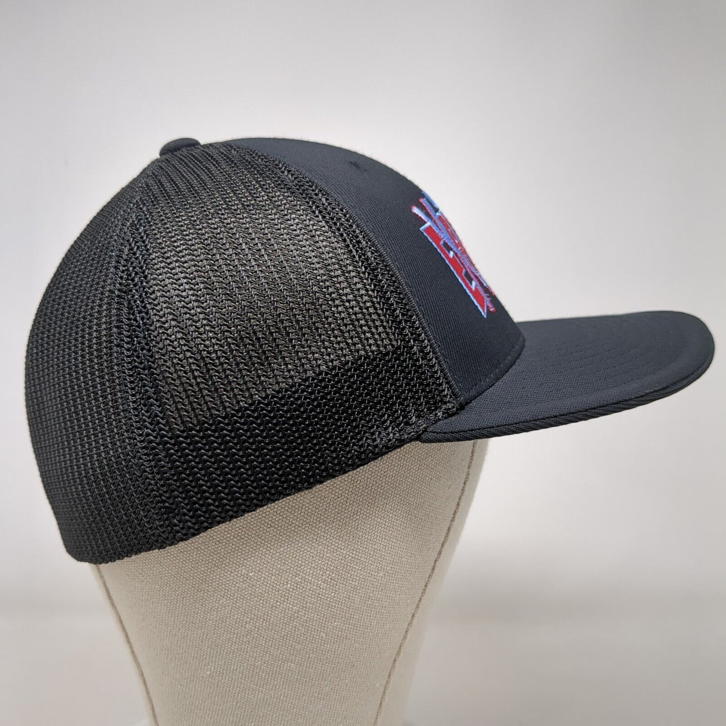 USA Explosion Fitted Trucker Hat Black SM-MED Mesh Back Pacific Headwear