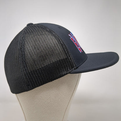 USA Explosion Fitted Trucker Hat Black SM-MED Mesh Back Pacific Headwear